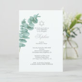 Girl Baby Naming Eucalyptus Hebreeuws Greenery Kaart (Staand voorkant)