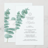 Girl Baby Naming Eucalyptus Hebreeuws Greenery Kaart (Voorkant / Achterkant)