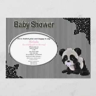 Girl Baby Panda Baby shower Uitnodiging