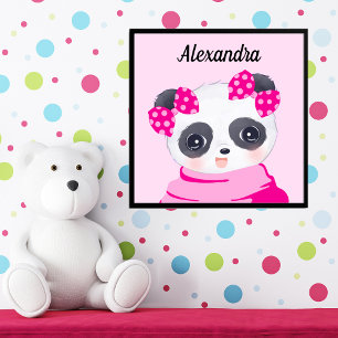 Girl Baby Panda Pink Foto Afdruk