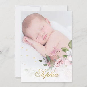 Girl Baby Photo Hebrew Naming Ceremony Floral Kaart