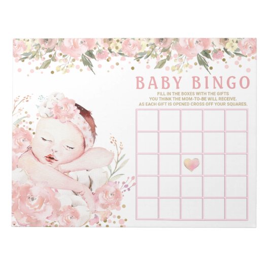 Girl Baby shower Bingo Game Kaarten Notitieblok (Voorkant)