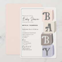 Girl Baby shower Blocks Blush