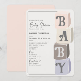 Girl Baby shower Blocks Blush Kaart
