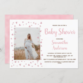 Girl Baby shower Blush Pink Elegant Foto Kaart