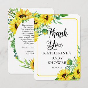 Girl Baby shower Boho Sunflower Bedankt