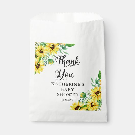 Girl Baby shower Boho Sunflower Bedankt Bedankzakje (Voorkant)