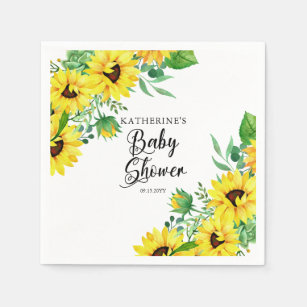 Girl Baby shower Boho Sunflower   Eucalyptus Servet