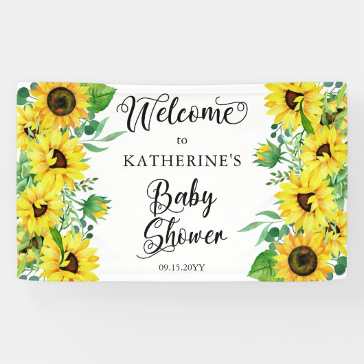 Girl Baby shower Boho Sunflower | Eucalyptus Spandoek (Horizontaal)