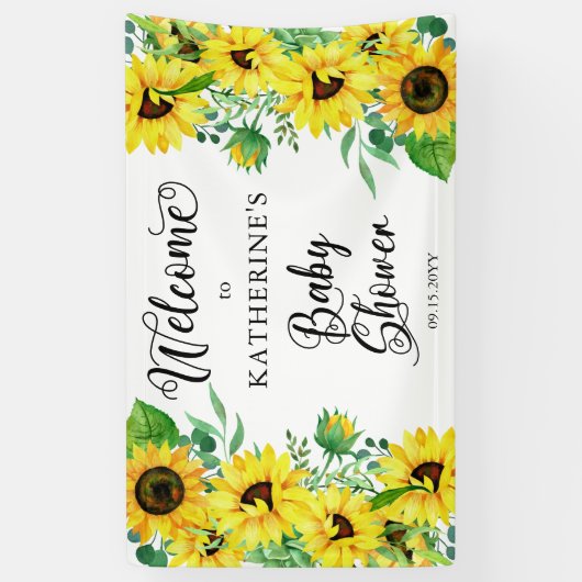 Girl Baby shower Boho Sunflower | Eucalyptus Spandoek (Verticaal)