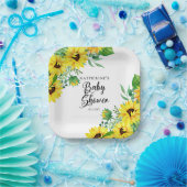 Girl Baby shower Boho Sunflower | Eucalyptuspap Papieren Bordje (Feest)