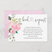 Girl baby shower book request, blush roze white informatiekaartje (Voorkant / Achterkant)
