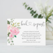 Girl baby shower book request, blush roze white informatiekaartje (Staand voorkant)