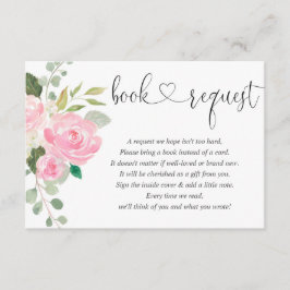 Girl baby shower book request, blush roze white informatiekaartje