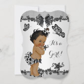 Girl Baby shower Butterfly White Ethnic Kaart (Voorkant)