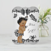 Girl Baby shower Butterfly White Ethnic Kaart (Staand voorkant)