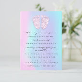 Girl Baby shower Feet Holographic Drip Unicorn Kaart (Staand voorkant)