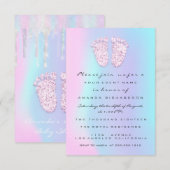 Girl Baby shower Feet Holographic Drip Unicorn Kaart (Voorkant / Achterkant)