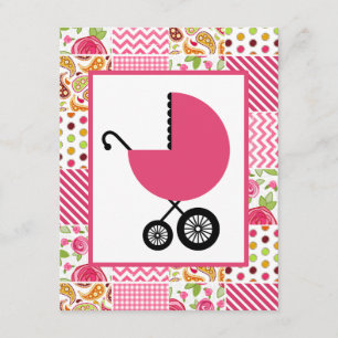 Girl Baby shower - Girly Patchwork Kaart