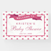 Girl Baby shower Girly Pink Polka Dots Ribbon Spandoek (Horizontaal)