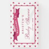 Girl Baby shower Girly Pink Polka Dots Ribbon Spandoek (Verticaal)