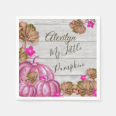Girl Baby shower Gray Wood Autumn Pink Pumpkin Servet (Voorkant)