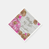 Girl Baby shower Gray Wood Autumn Pink Pumpkin Servet (Hoek)