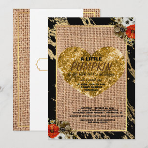 Girl Baby shower Herfst Pumpkin Rustic Burlap Wood Kaart