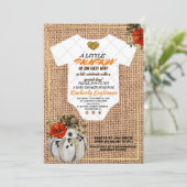 Girl Baby shower Herfst Pumpkin Rustic Burlap Wood Kaart (Staand voorkant)
