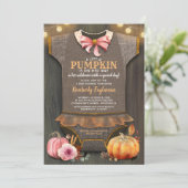 Girl Baby shower Herfst Pumpkin Rustic Burlap Wood Kaart (Staand voorkant)