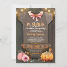 Girl Baby shower Herfst Pumpkin Rustic Burlap Wood