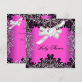Girl Baby shower Hot Pink White Black Kaart (Voorkant / Achterkant)