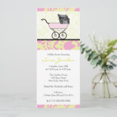 Girl Baby shower Invitation - Baby Carriage Kaart (Staand voorkant)