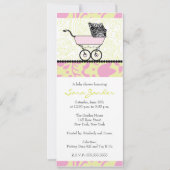 Girl Baby shower Invitation - Baby Carriage Kaart (Voorkant)