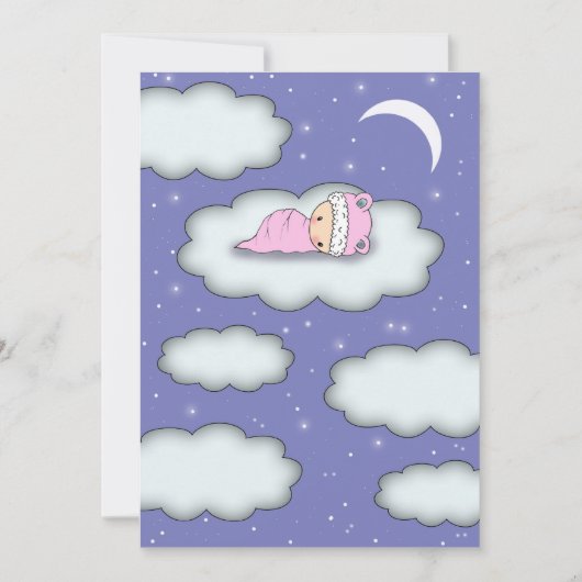 Girl Baby shower Invitation Baby op cloud Kaart (Voorkant)