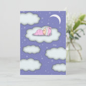 Girl Baby shower Invitation Baby op cloud Kaart (Staand voorkant)