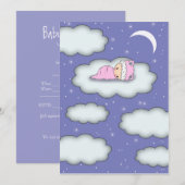 Girl Baby shower Invitation Baby op cloud Kaart (Voorkant / Achterkant)
