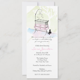 Girl Baby shower Invitation - Baby Wieg Kaart