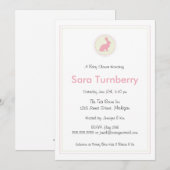 Girl Baby shower Invitation - Bunny Kaart (Voorkant / Achterkant)