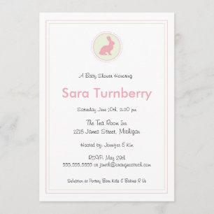 Girl Baby shower Invitation - Bunny Kaart
