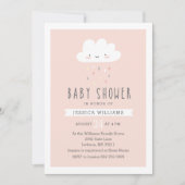 Girl Baby shower Invitation - Cute Cloud in Pink Kaart (Voorkant)
