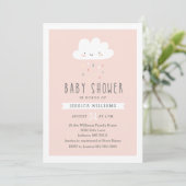 Girl Baby shower Invitation - Cute Cloud in Pink Kaart (Staand voorkant)