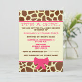 Girl Baby shower Invitation - Giraffe afdrukken en Kaart (Staand voorkant)