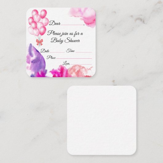 Girl Baby shower Invitation Informatiekaartje (Voorkant / Achterkant)