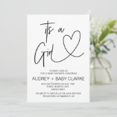 Girl Baby shower Invitation Kaart (Staand voorkant)