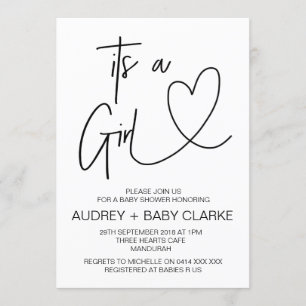 Girl Baby shower Invitation Kaart