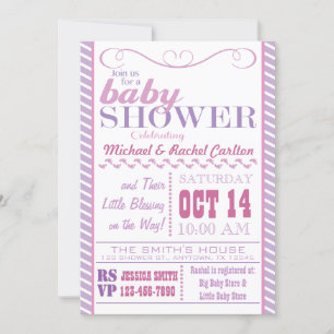 Girl Baby shower Invitation Kaart