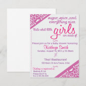 Girl Baby shower Invitation Kaart (Voorkant / Achterkant)