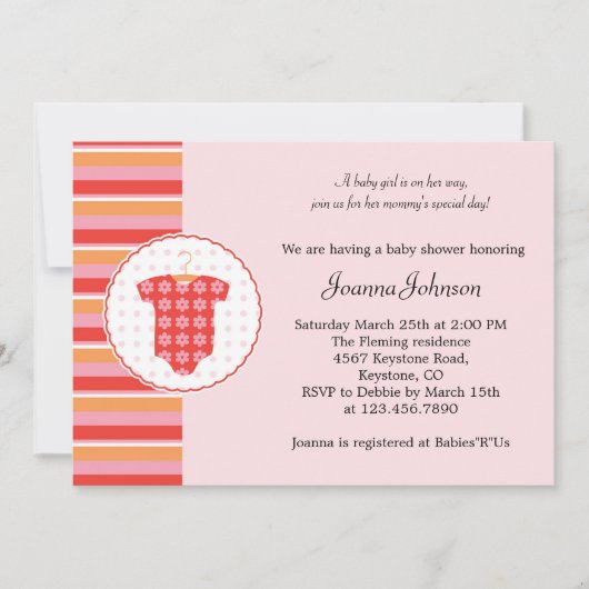 Girl Baby shower Invitation Kaart (Voorkant)