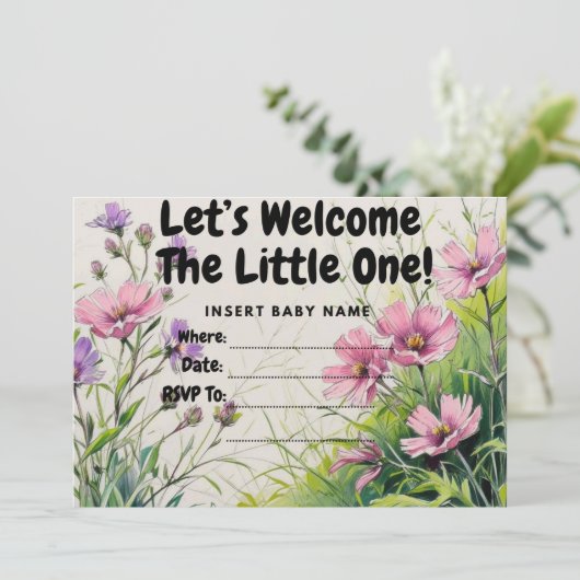 Girl baby shower Invitation Kaart (Staand voorkant)